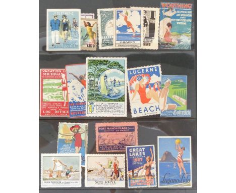 Ephemera, Cinderella Stamps, 18 vintage stamps featuring bathing costumes (gd)