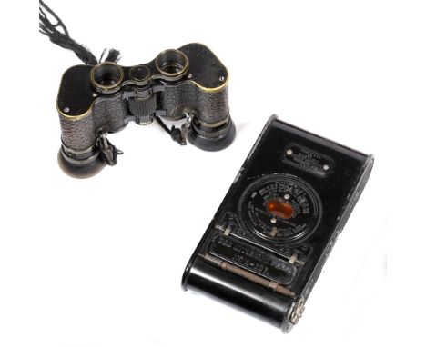 A PAIR OF CARL ZEISS LACQUERED BRASS SMALL BINOCULARS, a Kodak black lacquered camera, cased, and three cased sets of draught