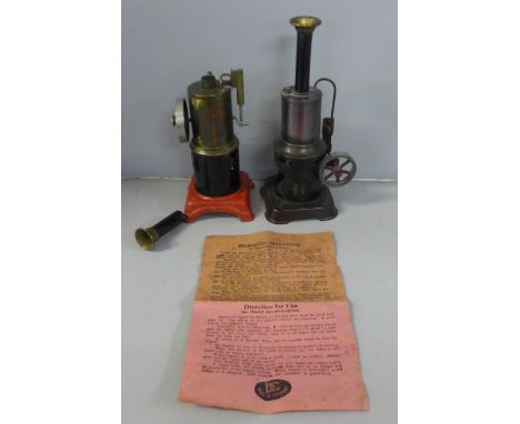 A Bing live steam engine and a DC German live steam engine, boxed with instructions 