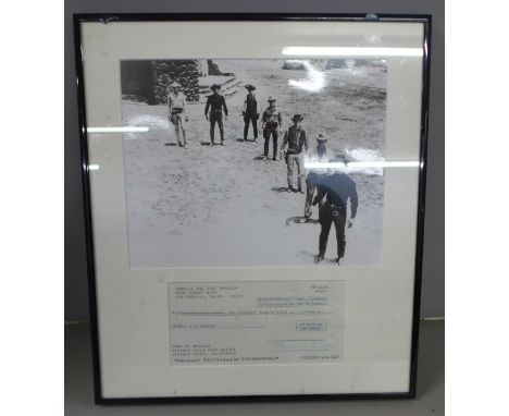 A Charles and Jill Bronson mounted cheque and photograph display 