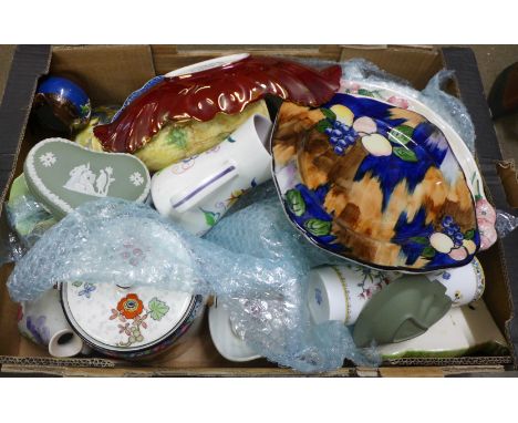 Assorted china and pottery, Carlton Ware Rouge Royale dish, Poole jug, etc. **PLEASE NOTE THIS LOT IS NOT ELIGIBLE FOR IN-HOU
