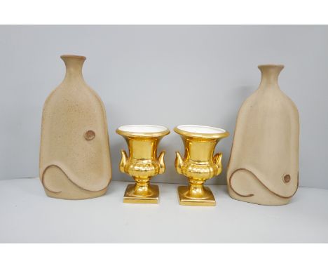 A pair of Alka Malta modernist vases and a pair of Royal Winton urn vases 