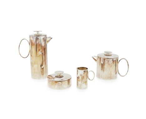 LINO SABATTINI (B. 1925) FOR CHRISTOFLE, FRANCE  'MERCURY' SILVER PLATED TEA AND COFFEE SET, 1970'S   comprising a COFFEE POT