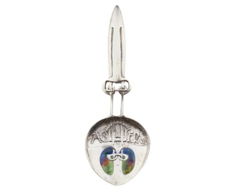 ARCHIBALD KNOX (1864-1933) FOR LIBERTY &amp; CO., LONDON  'CYMRIC' SILVER &amp; ENAMEL CORONATION SPOON, BIRMINGHAM 1901   th