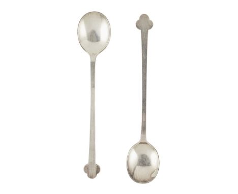 CHARLES RENNIE MACKINTOSH (1868-1928) FOR MISS CRANSTON'S TEAROOMS  PAIR OF ELECTROPLATED PRESERVE SPOONS, CIRCA 1900   with 