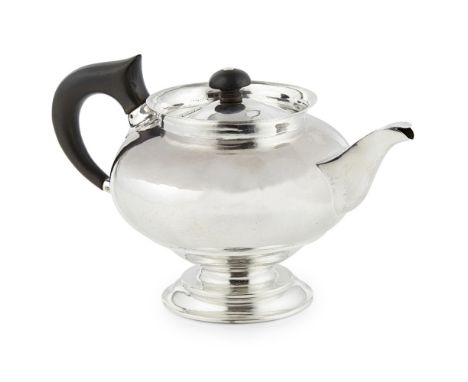 ATTRIBUTED TO ARTHUR DIXON FOR BIRMINGHAM GUILD OF HANDICRAFT  ARTS AND CRAFTS SILVER TEAPOT, BIRMINGHAM 1903   of bulbous fo