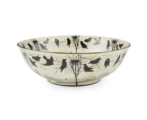 WEMYSS WARE  'EARLSHALL' PATTERN BASIN, CIRCA 1914   decorated by Edwin Sandland, painted marks WEMYSS  40cm diameter