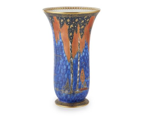 CARLTON WARE  'FOREST TREE' PATTERN VASE, CIRCA 1930   painted and printed in gilt and coloured enamels with stylised trees, 