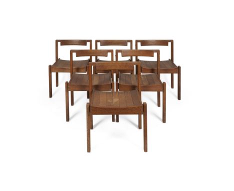 RICHARD (DICK) DREW RUSSELL (1903-1981) FOR GORDON RUSSELL LTD.  SET OF SIX 'COVENTRY CATHEDRAL' OAK STACKING CHAIRS, CIRCA 1