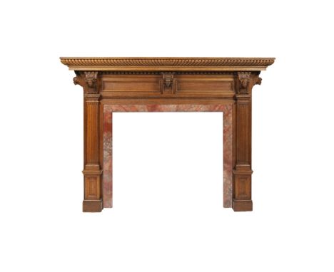 SCOTTISH SCHOOL  ARTS &amp; CRAFTS RENAISSANCE REVIVAL OAK MANTELPIECE, CIRCA 1910   the moulded and gadrooned mantle shelf a