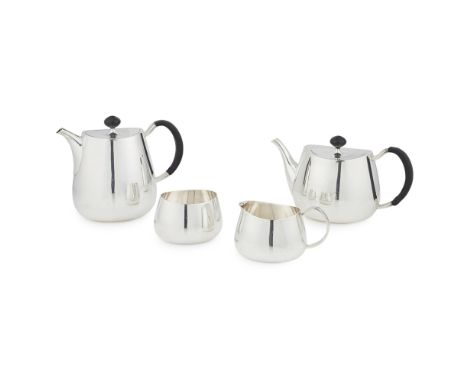 DAVID MELLOR (1930-2009) FOR WALKER &amp; HALL  MATCHED FOUR-PIECE SILVER 'PRIDE' TEA SERVICE, SHEFFIELD 1959   comprising a 