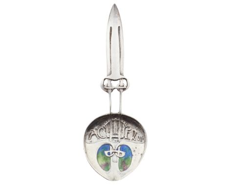 ARCHIBALD KNOX (1864-1933) FOR LIBERTY &amp; CO., LONDON  'CYMRIC' SILVER &amp; ENAMEL CORONATION SPOON, BIRMINGHAM 1901   th