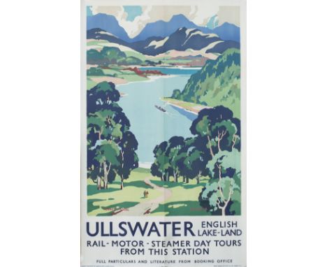 Poster LNER ULLSWATER ENGLISH LAKE-LAND by Kenneth Steel. Double Royal 25in x 40in. In good condition, has been folded.
