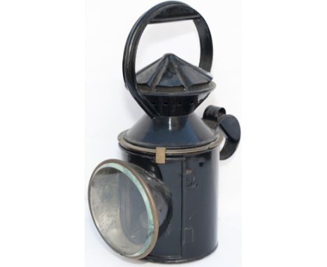 GWR 3 aspect pre grouping handlamp with single pie crust top stamped in the side and reducing cone GWR. Complete with rape oi