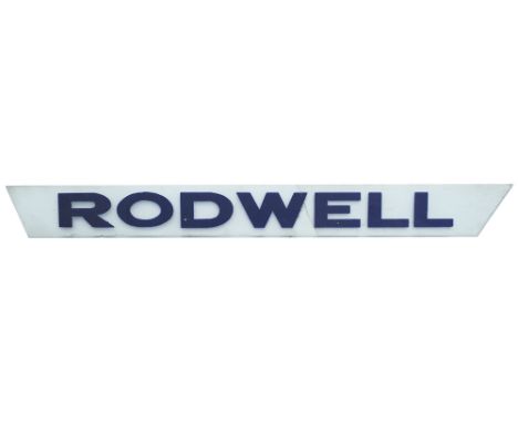 GWR etched glass lamp tablet RODWELL from the former Joint GWR and LSWR station closed in 1952 between Portland and Weymouth.