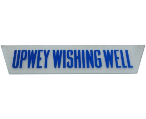 GWR etched glass lamp tablet UPWEY WISHING WELL from the former GWR station closed in 1957 between Weymouth and Dorchester.. 
