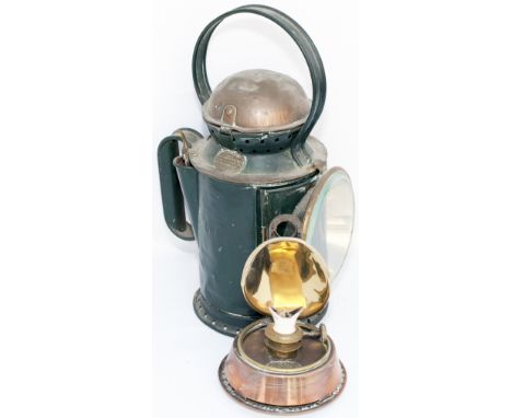 GWR Wrights Patent coppertop 3 aspect handlamp stamped in the side GWR and brass plated WRIGHTS PATENT MANUFACTURED BY WILLIA