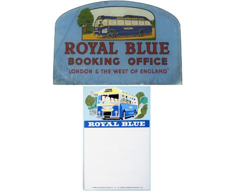 Bus motoring advertising glass panel ROYAL BLUE BOOKING OFFICE LONDON & THE WEST OF ENGLAND. Measures 15in x 10in and is in v