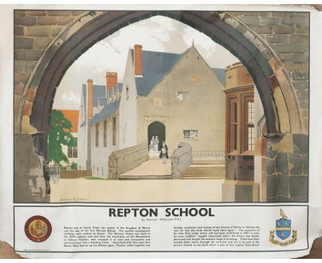 Poster LMS REPTON SCHOOL by Norman Wilkinson P.R.I. Quad Royal 40in x 50in. From the LMS series Famous Public Schools. In goo
