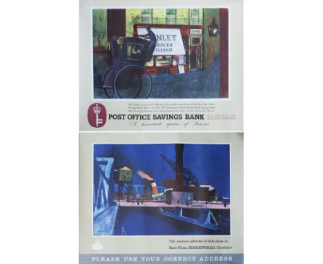 Posters GPO x2 POST OFFICE SAVINGS BANK 1861-1961 MR PANLEY VAUXHALL. Together with EAST FLOAT BIRKENHEAD CHESHIRE PLEASE USE