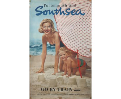 Poster BR(S) PORTSMOUTH AND SOUTHSEA GO BY TRAIN by John Dixon F.I.B.P. Double Royal 25in x 40in. In good condition with some