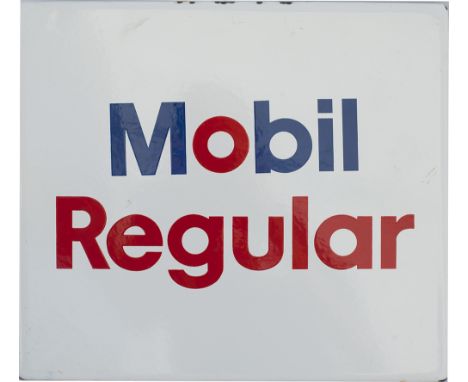 Motoring enamel sign MOBIL REGULAR, in excellent condition and still retaining its original mounting studs to the rear. Measu