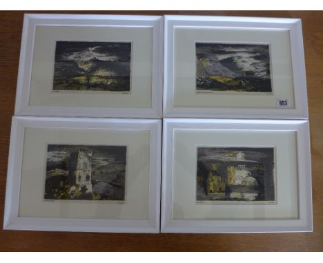 John Piper original auto - lithograph - Landscapes - ref. Levinson - four in each set