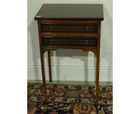 A modern mahogany effect two drawer lamp table - Width 46 cm x Depth 33 cm 