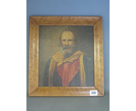 An oil on board portrait of Lt. General Ambrose Powell - 26 cm x 23 cm 
Condition report: Overall crazing and some wear
