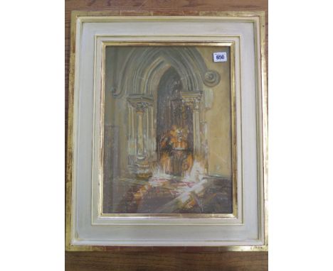 Margaret Glass pastel study - Light playing upon doorway - signed bottom right - 40 cm x 30 cm 