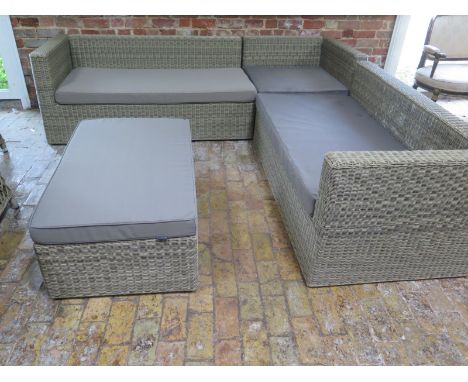 A Bramblecrest Sahara rattan corner sofa set - missing back cushions