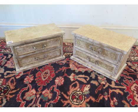 A pair of shabby chic two drawer trinket chests - 36 cm x 20 cm x 22 cm 