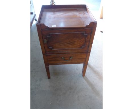A 19th century mahogany galleried commode 51cm x 43cm x 82cm tall