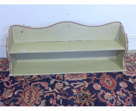 A decorative painted pine Victorian two height wall shelf - 94 cm x 35 cm x 21 cm deep - Provenance Sworders Debden Manor sal