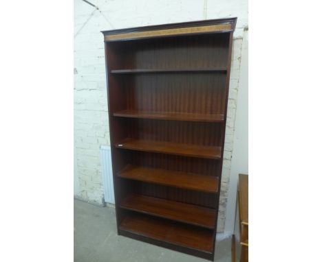 A mahogany effect fixed shelf bookcase 1.92m tall x 1m wide x 30cm deep