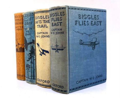 Johns, W. E. Biggles Hits the Trail, first edition, 1935, colour frontis. &amp; six illustrated pages, blue cloth, frontis. l