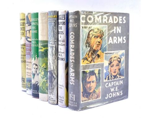 Johns, W. E. Comrades in Arms, first edition, August 1947, dust-jacket &amp; illustrations by W. Stead, aquamarine blue cloth