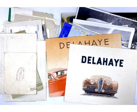 Automobilia. A collection of original sales catalogues/brochures, 1930s/40s, including Delahaye, Lancia, Mercedes, BMW, Gatso