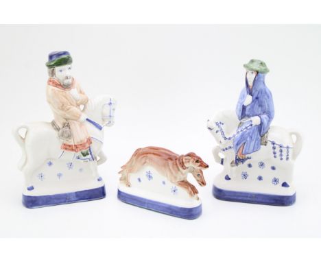 Rye Pottery 'The Canterbury Tales' Chaucer figures to include The Monk with Greyhounds and the Franklin (3), 24cm tall.  In g