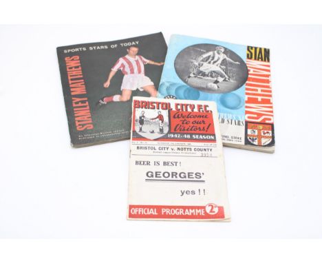 A collection of football ephemera to include two 1960s Stoke City Football Club programmes 'Stanley Mathews' specials togethe