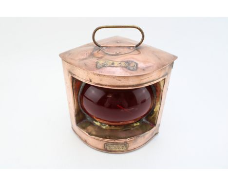 Antique ships Port ships lantern by 'The Boats' Fittings Co, Marine Engineers Bristol', copper and brass construction, origin