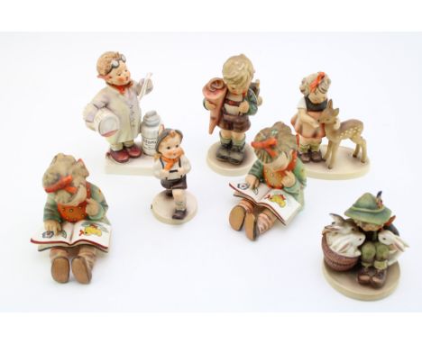 Goebel / Hummel figures to include Little Pharmacist, Friends, Bookworm and others (7).  In good condition with no obvious da