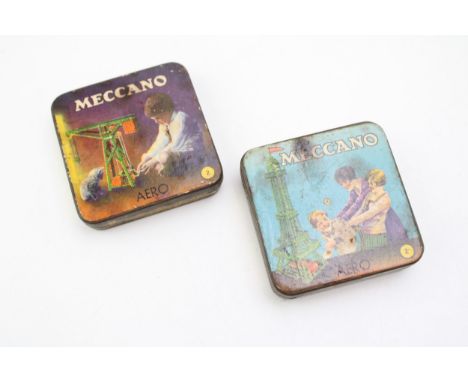 Two Meccano tin boxes 'Aero' with included contents.