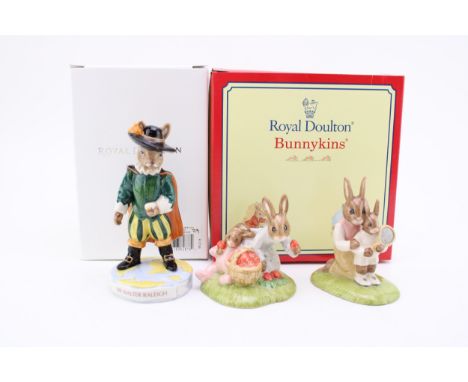 Two boxed Royal Doulton limited edition Bunnykins to include Sir Walter Raleigh DB416 and Strawberries and Tennis DB277 / DB2
