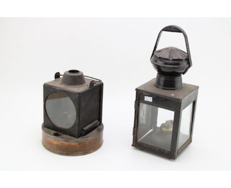 British Railway East BR E lantern together with a Great Western Railway GWR Reading railway lamp by Sherwoods of Birmingham, 