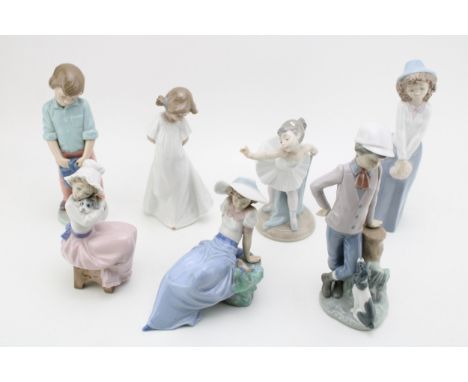 Nao figures to include a girl with puppy, a boy with dog, a girl with a bird and others (7).  In good condition with no obvio