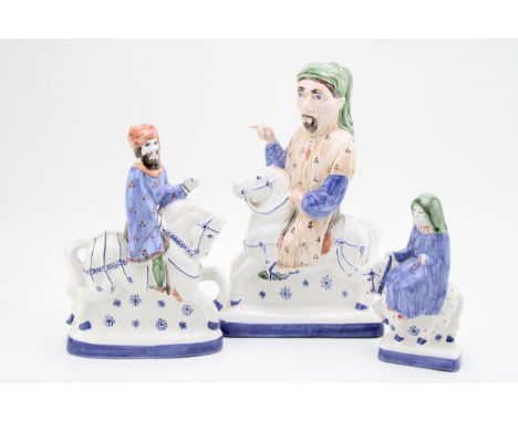 Rye Pottery 'The Canterbury Tales' Chaucer figures to include The Knight, The Nun Prioress and Geoffrey Chaucer, (3), 31cm ta