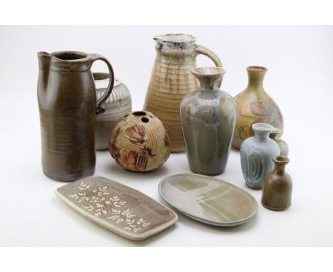 A collection of c20th &amp; Mid Century Studio Pottery vases, jugs and pots with various impressed marks to include names suc