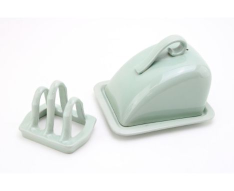 Woods Ware Beryl tea ware to include a butter dish and a small toast rack (2).  In good condition with no obvious damage or r