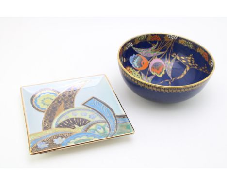 Modern Carlton Ware Scimitar square dish marked trail to base together with Devil's corpse bowl (2)  devil's corpse bowl has 